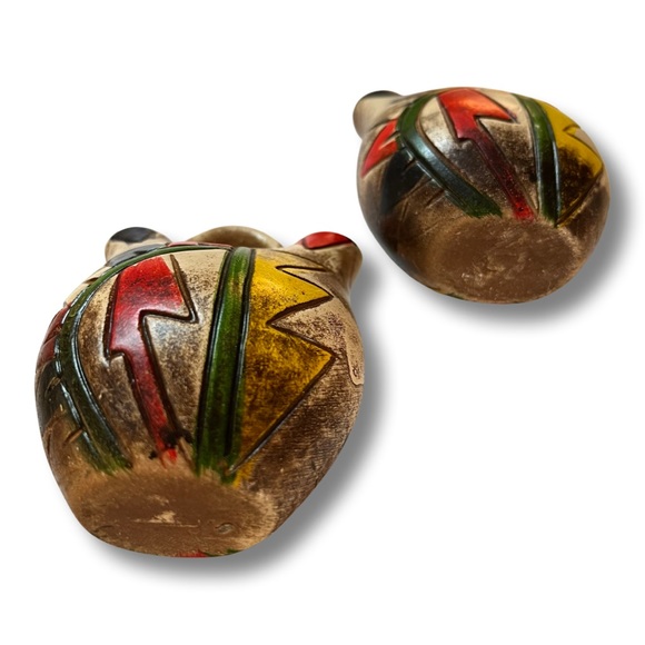 Native American Pottery Double Bud Vase Pair / Indian Wedding Pitcher - Picture 2 of 4